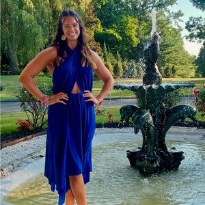 Elegant Blue Halter Dress